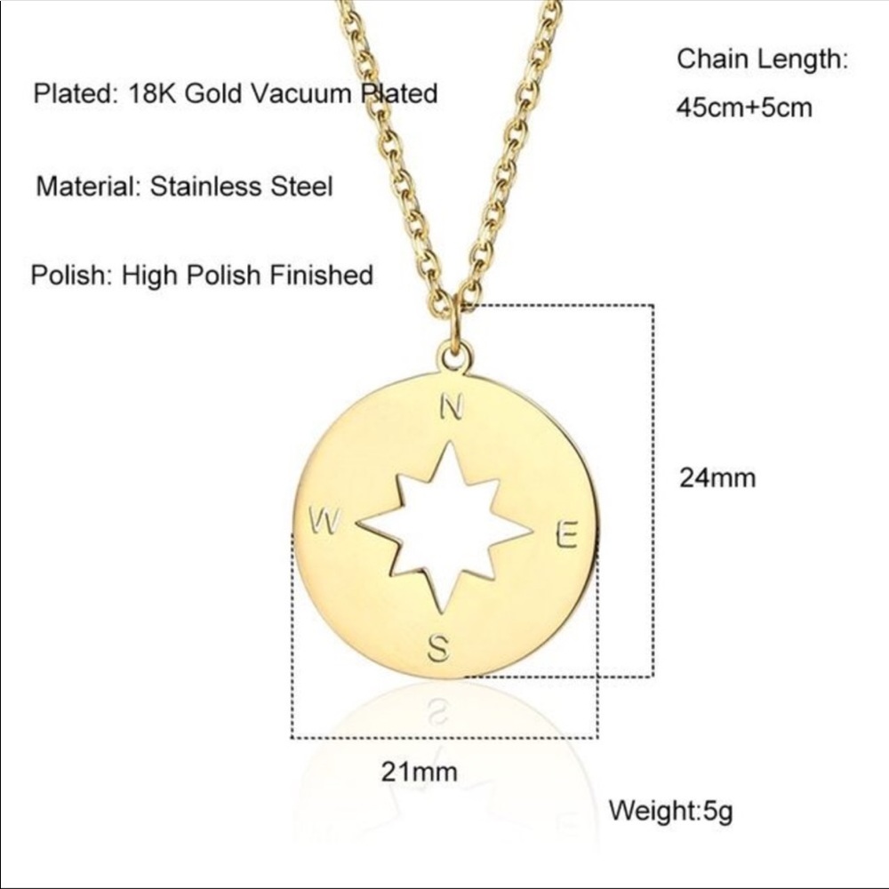 Compass wanderlust 18k vacuum plated necklace - Picture 4 of 4